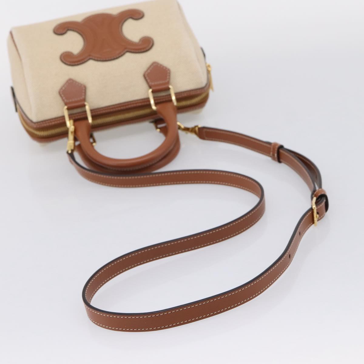 CELINE Hand Bag Canvas 2way Beige Gold Tone Auth mr3055V - Jerrillo image 9